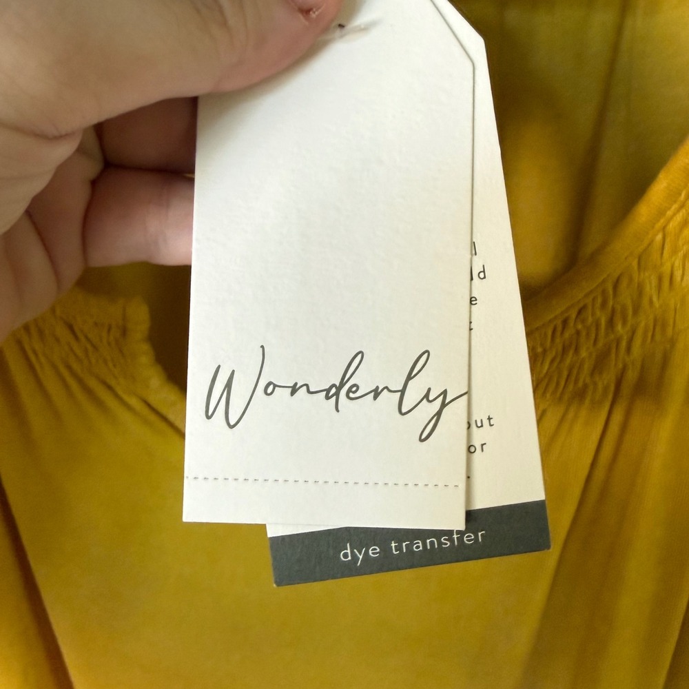 Wonderly Women's Tiered Babydoll Dress Mustard Yellow PXL NWT Cottagecore - Picture 5 of 6